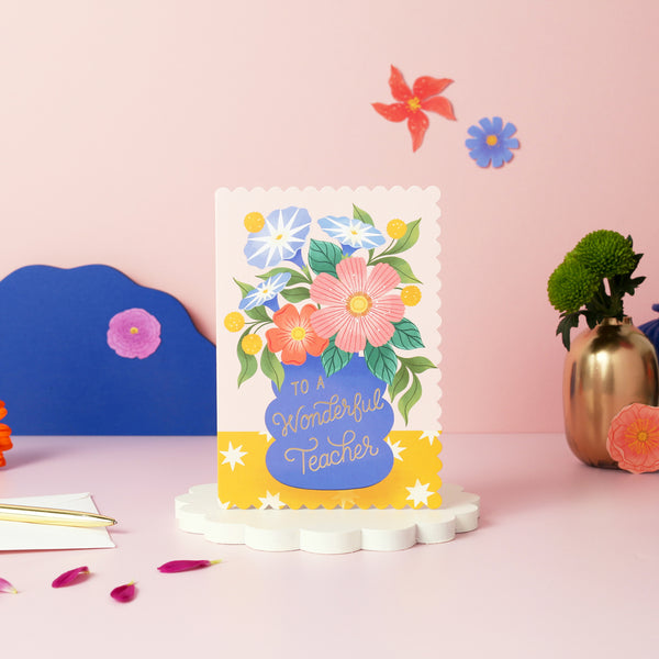 Wonderful Teacher Vase | Greeting Card