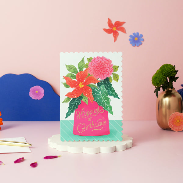 Happiest of Birthdays Vase | Greeting Card