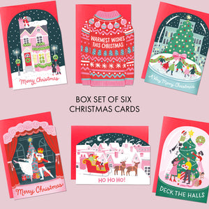 A box set of Christmas cards made in the UK. Festive and hand-painted Christmas cards in a bundle.