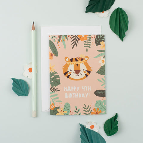 Pack of 6 - 4th Birthday Children's Card