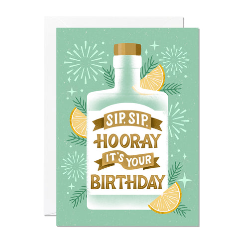 Sip Sip Hooray | Drinks Greeting Card | Male Birthday Card