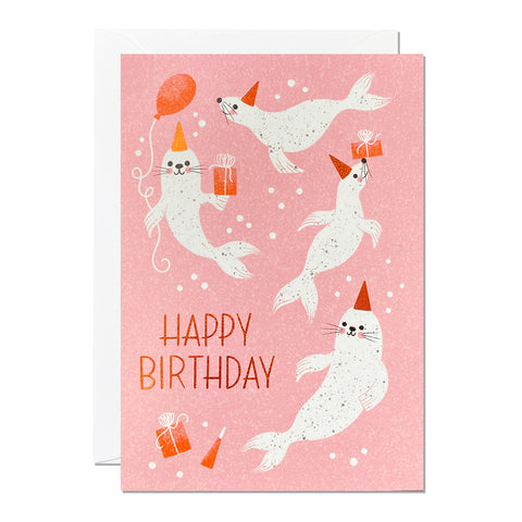 Birthday Seals | Animal Birthday Card | Kids Greeting Card